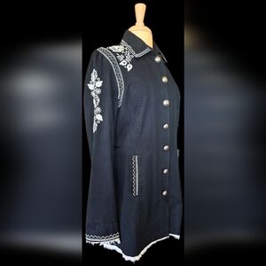 Double D Ranch Black With White Embroidery Jacket Med